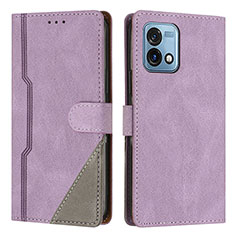 Leather Case Stands Flip Cover Holder H10X for Motorola Moto G Stylus (2023) 4G Purple