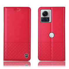 Leather Case Stands Flip Cover Holder H11P for Motorola Moto Edge 30 Ultra 5G Red