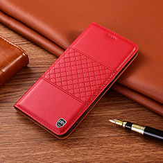 Leather Case Stands Flip Cover Holder H11P for Motorola Moto G53j 5G Red