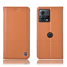 Leather Case Stands Flip Cover Holder H11P for Motorola Moto S30 Pro 5G Orange