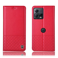 Leather Case Stands Flip Cover Holder H11P for Motorola Moto S30 Pro 5G Red