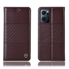 Leather Case Stands Flip Cover Holder H11P for OnePlus Nord CE 2 5G Brown