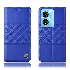 Leather Case Stands Flip Cover Holder H11P for Oppo A1x 5G Blue
