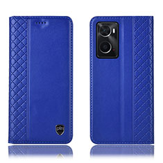 Leather Case Stands Flip Cover Holder H11P for Oppo A36 Blue