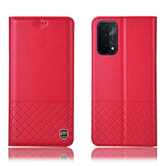 Leather Case Stands Flip Cover Holder H11P for Oppo A54 5G Red