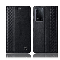 Leather Case Stands Flip Cover Holder H11P for Oppo A93s 5G Black