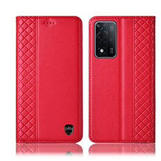 Leather Case Stands Flip Cover Holder H11P for Oppo A93s 5G Red