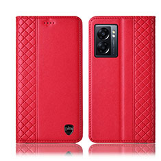 Leather Case Stands Flip Cover Holder H11P for Oppo K10 5G India Red