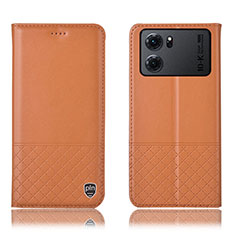 Leather Case Stands Flip Cover Holder H11P for Oppo K10 5G Orange