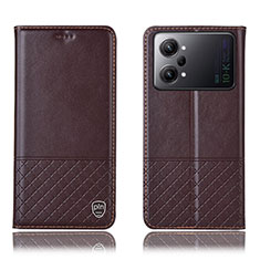Leather Case Stands Flip Cover Holder H11P for Oppo K10 Pro 5G Brown