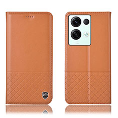 Leather Case Stands Flip Cover Holder H11P for Oppo Reno8 Pro+ Plus 5G Orange