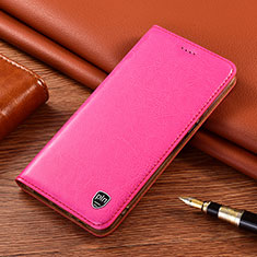 Leather Case Stands Flip Cover Holder H11P for Samsung Galaxy S24 Plus 5G Hot Pink