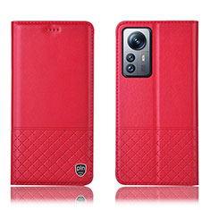 Leather Case Stands Flip Cover Holder H11P for Xiaomi Mi 12 5G Red