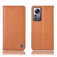 Leather Case Stands Flip Cover Holder H11P for Xiaomi Mi 12 Lite 5G Orange