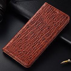 Leather Case Stands Flip Cover Holder H15P for Motorola Moto Edge 20 Pro 5G Brown