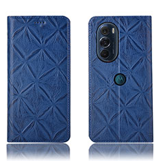 Leather Case Stands Flip Cover Holder H15P for Motorola Moto Edge 30 Pro 5G Blue