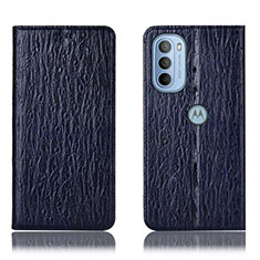 Leather Case Stands Flip Cover Holder H15P for Motorola Moto G41 Blue