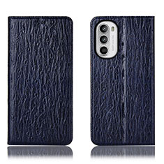 Leather Case Stands Flip Cover Holder H15P for Motorola Moto G71s 5G Blue