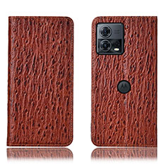 Leather Case Stands Flip Cover Holder H15P for Motorola Moto S30 Pro 5G Brown