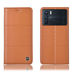 Leather Case Stands Flip Cover Holder H15P for Oppo K9 Pro 5G Orange