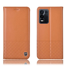 Leather Case Stands Flip Cover Holder H15P for Oppo K9X 5G Orange