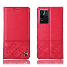 Leather Case Stands Flip Cover Holder H15P for Oppo K9X 5G Red