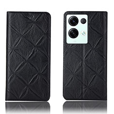 Leather Case Stands Flip Cover Holder H15P for Oppo Reno8 Pro 5G Black