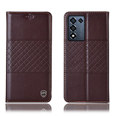 Leather Case Stands Flip Cover Holder H15P for Realme Q3s 5G Brown