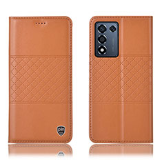 Leather Case Stands Flip Cover Holder H15P for Realme Q3t 5G Orange