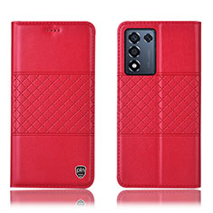 Leather Case Stands Flip Cover Holder H15P for Realme Q3t 5G Red