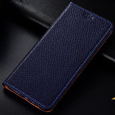 Leather Case Stands Flip Cover Holder H15P for Samsung Galaxy A11 Blue