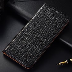 Leather Case Stands Flip Cover Holder H15P for Samsung Galaxy A12 Black