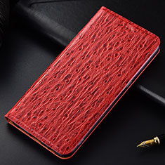 Leather Case Stands Flip Cover Holder H15P for Samsung Galaxy A12 Nacho Red