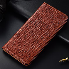 Leather Case Stands Flip Cover Holder H15P for Samsung Galaxy A20e Brown