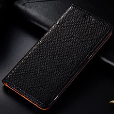Leather Case Stands Flip Cover Holder H15P for Samsung Galaxy A23 5G Black