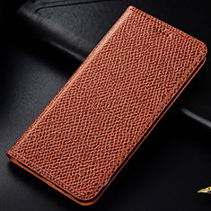 Leather Case Stands Flip Cover Holder H15P for Samsung Galaxy A71 5G Brown