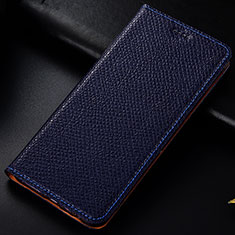 Leather Case Stands Flip Cover Holder H15P for Samsung Galaxy M30s Blue