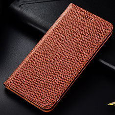 Leather Case Stands Flip Cover Holder H15P for Samsung Galaxy M30s Brown