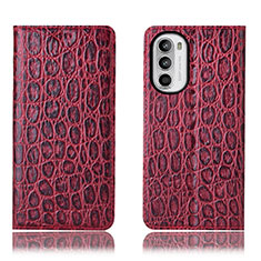 Leather Case Stands Flip Cover Holder H16P for Motorola Moto Edge (2022) 5G Red