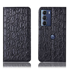 Leather Case Stands Flip Cover Holder H16P for Motorola Moto Edge S30 5G Black