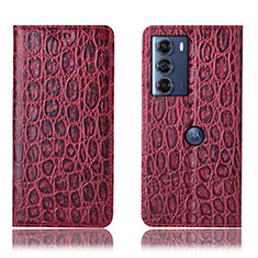Leather Case Stands Flip Cover Holder H16P for Motorola Moto Edge S30 5G Red