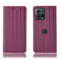 Leather Case Stands Flip Cover Holder H16P for Motorola Moto Edge S30 Pro 5G Purple