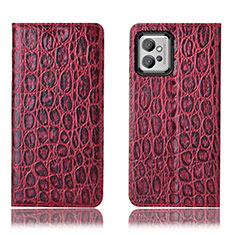 Leather Case Stands Flip Cover Holder H16P for Motorola Moto G32 Red