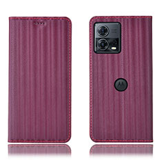 Leather Case Stands Flip Cover Holder H16P for Motorola Moto S30 Pro 5G Purple