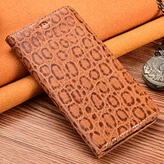 Leather Case Stands Flip Cover Holder H16P for Nokia 1.4 Light Brown