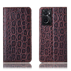 Leather Case Stands Flip Cover Holder H16P for Oppo A36 Brown