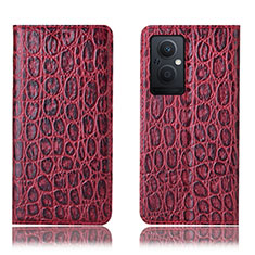 Leather Case Stands Flip Cover Holder H16P for Oppo F21 Pro 5G Red