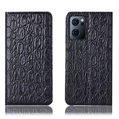 Leather Case Stands Flip Cover Holder H16P for Oppo Find X5 Lite 5G Black