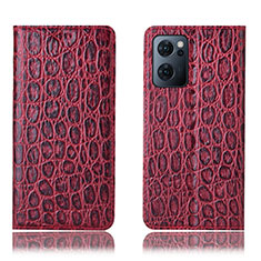 Leather Case Stands Flip Cover Holder H16P for Oppo Find X5 Lite 5G Red