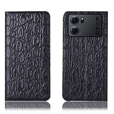 Leather Case Stands Flip Cover Holder H16P for Oppo K10 5G Black